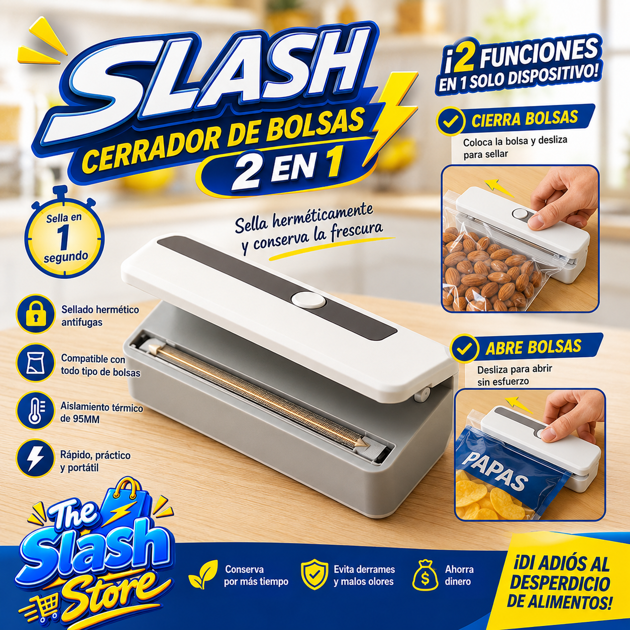 SLASH™ Selladora de Bolsas 2 en 1